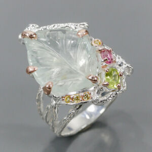 Beautiful sweet gem Aquamarine Ring Silver 925 Sterling  Size 7.5 /R204896