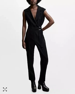 Mono MNG by Mango negro sin mangas con cinturón envolvente pierna recta XL NUEVO CON ETIQUETAS Foto 1 de 4