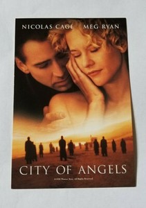 VINTAGE 1990s CITY OF ANGELS MOVIE PROMO POSTCARD - NICOLAS CAGE MEG RYAN FILM