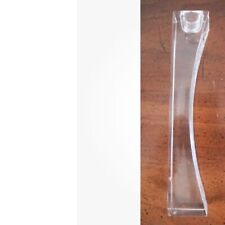 Nambe Kissing Lead Crystal Modern Tall MCM Glass Candlestick, 7" single, signed 