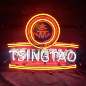 Letrero de luz de neón de 19"x15" de cerveza Tsingtao estilo clásico bar tienda pared vidrio visual - Imagen 1 de 3