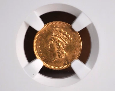 1862 $1 NGC MS61 One Dollar Gold Indian Princess Civil War Date - Image 1 of 4