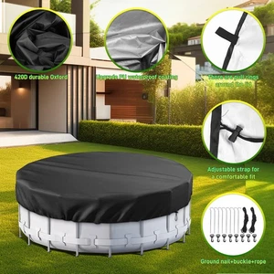 18 Ft round Pool Cover with Reflective Strips, Swimming Pool Cover for above Gro - Picture 1 of 11