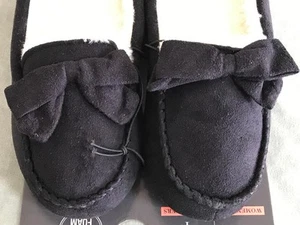 Ladies Memory Foam Blk. & White Indoor/Outdoor Moccasin Slippers ~ NWT Size 7 - Picture 1 of 6