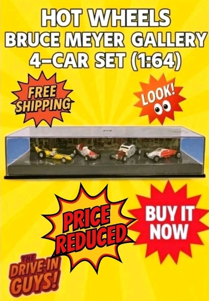 Hot Wheels 100% Bruce Meyer Gallery 1:64 4-Car Set Vintage Racing 2001 No Box - Image 1 of 4