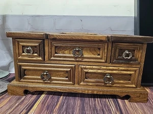 Jewelry Box MCM 60s 70s Wood Vanity Item Rings Earrings Drawers - Picture 1 of 16