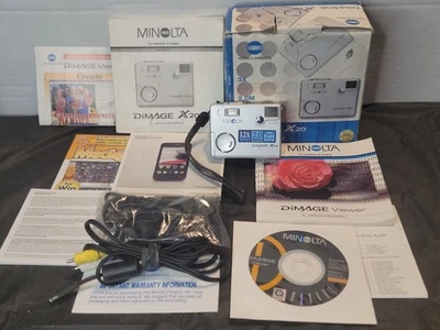 MINOLTA Konica DIMAGE X20 Camera Charger SD Card Video Cable Book WORKS Tested - Image 1 of 4