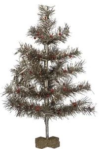 Primitives by Kathy Festive Artificial Silver Tinsel & Red Ornaments Christma... - Picture 1 of 1