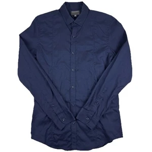 Witchery Mens Dress Shirt Size S Navy Long Sleeve Tailored Slim Fit 100% Cotton - Picture 1 of 11
