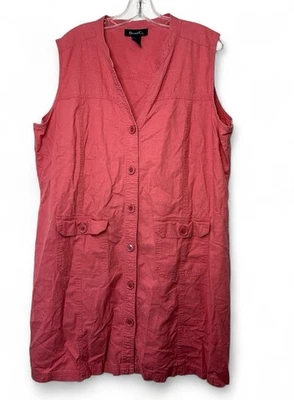 DENIM & CO LADIES DRESS 1X PLUS SIZE SALMON PINK - Image 1 of 4