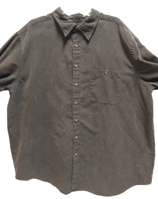  MENS HARBOR BAY LONG SLEEVE BUTTON UP SHIRT, CHAMMY FEEL, BROWN SIZE 2XL - Image 1 of 4