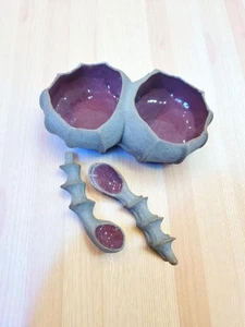 Barbara Walch Pottery Divided Dish With Matching Spoons Excellent Condition  - Picture 1 of 13