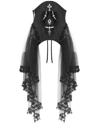 Eva Lady Damen Gothic Kruzifix Fledermaus Kamee Netz Zug Taille Korsett Gürtel - Bild 1 von 4