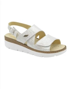 Sandalias De Mujer De Cuero Con Cuña Y Plantilla Extraíble - ARG (ARGENTO) - Imagen 1 de 6