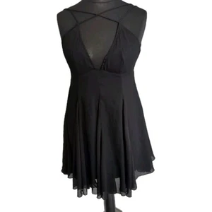 ASOS Size 14(12?) Black Strappy Dress Flared Floaty Skirt Check Measurements - Picture 1 of 8