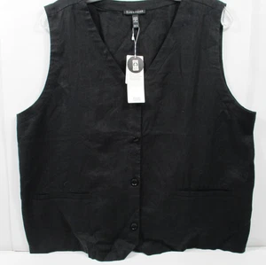 -NEU Eileen Fisher schwarze Weste zum Binden mit V-Ausschnitt hinten und Bindeband Größe XL - Bild 1 von 4