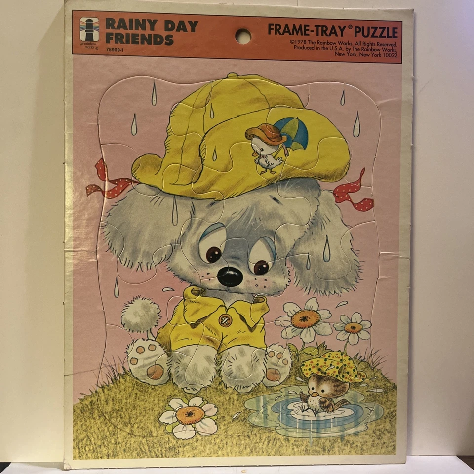 Libro de rompecabezas Rainy Day Friends 1978 vintage Rainbow Works 75909-1 Foto 1 de 1