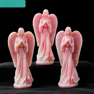 Rosa Engel Ornament, Statue, Schnitzerei, Handarbeit, Schreibtisch Dekoration - Bild 1 von 10