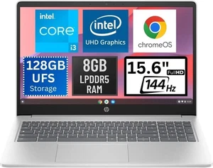 HP Chromebook Plus 15,6 pollici computer portatile Intel Core i3-N30 8 GB / 128 GB argento naturale - Foto 1 di 7