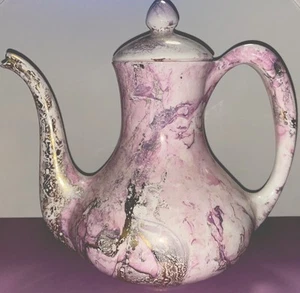 SASCHA BRASTOFF SURF BALLET PINK AND GOLD SWIRL COFFEE POT - Picture 1 of 2