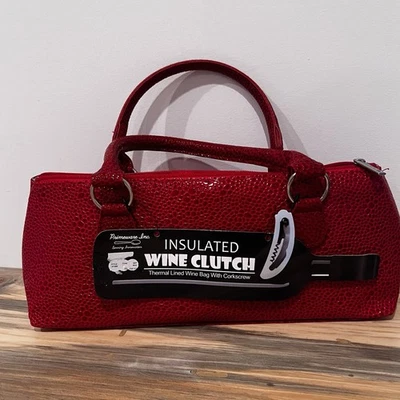 Primeware Insulated Wine Clutch Thermal Lined Bag Red Design w/o Corkscrew NWT - Image 1 of 4