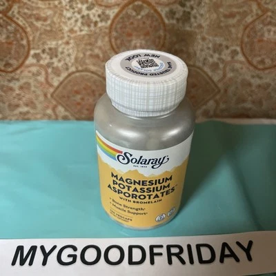 Solaray Magnesium and Potassium Asporotates w/Bromelain Healthy Electrolyte:4/28 - Image 1 of 4