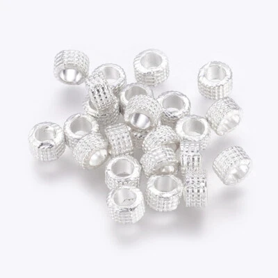 Silver plated Spacer Beads Tube Shape Patterned Small Bright 5mm x 3mm 50pcs - Image 1 of 2