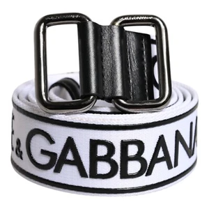 DOLCE & GABBANA Gürtel schwarz weiß Logo bedruckt Metallschnalle 110 cm/44 Zoll 370 usd - Bild 1 von 5