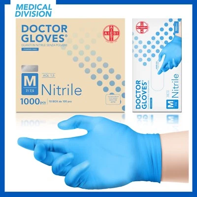 AIESI 1000 Guanti in Nitrile senza polvere monouso blu S/M/L/XL - uso medico no talco