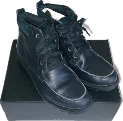 Botas Sorel Madson Juveniles Cuero Negro Con Cordones Puntera Sin usar Impermeables Niño’s Talla 3 Foto 1 de 4