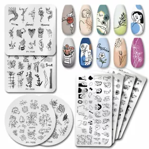 Flower Nail Stamping Plates Line Nail Art Plate Stamp Template Marble Leaf Image - Picture 1 of 98