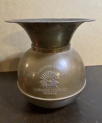 Tapón tapón de corte de tabaco para masticar marca de piel roja de latón de colección Spittoon Western jarra cuenco Foto 1 de 4