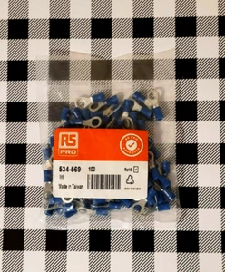 RS PRO 534-569 Insulated Crimp Ring Terminal 14-16AWG PVC Insulation (Pk of 100) - Picture 1 of 3