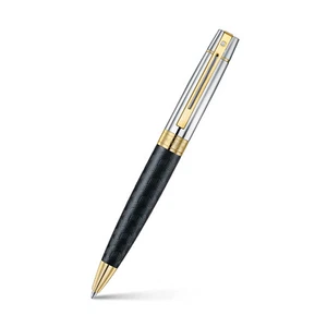Sheaffer 300 Kugelschreiber in mattschwarz glänzender Chromkappe mit PVD Goldrand - Bild 1 von 2