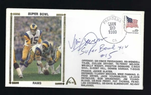 Cubierta firmada por Vince Farragamo Beckett Autenticada Super Bowl XIV Rams - Imagen 1 de 2