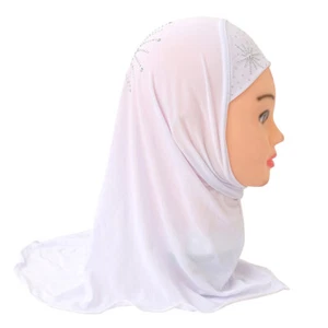 2-7 Years Old Girls Kids Headscarf Muslim Hijab Caps Turban Girls Soft Wraps - Picture 1 of 24
