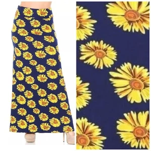 Daisy Flower Buttery Soft Stretch Max Skirt Fold Over Waist One Size 4-11 - Picture 1 of 4