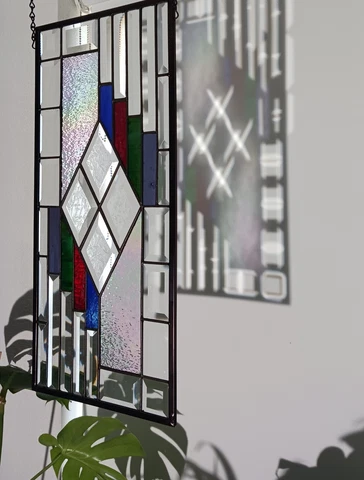 Iridescent ColorsStained Glass Panel, Window Hanging ≈22 1/2 X 10 1/2"  HMD-US Cover
