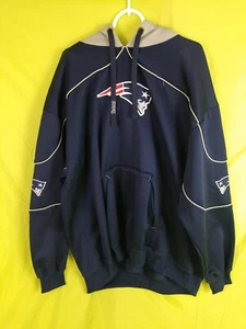 NFL Team Apparel Size 2XL Embroidered New England Patriots Zip Hoodie Navy/Grey - Picture 1 of 10