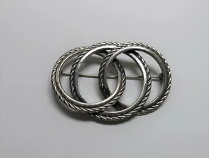 Vintage FELCH Co STERLING SILVER 3 CIRCLES PIN Brooch 8.5 Grams 1.5" Long Estate - Picture 1 of 7