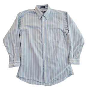 Camicia Oxford Stafford antirughe uomo 16 32/33 blu righe gialle manica lunga - Foto 1 di 17