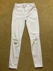 American Eagle Super High Rise Jegging Skinny Destroyed White Slim Denim Jeans 2 - Picture 1 of 6