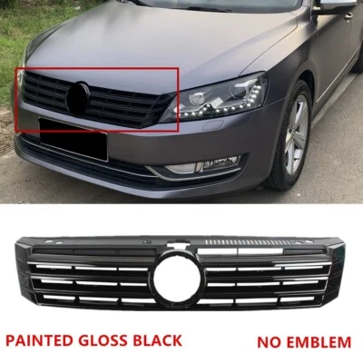 Fit For VW Passat B7 12-15 Front Bumper Center Upper Grille Radiator Grill Black - Imagem 1 de 4