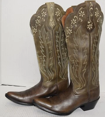 Ariat Floral Embroidered Riding Leather Western Cowgirl Boots Womens Sz 7 - Image 1 of 4