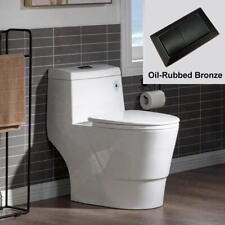 Woodbridge Dual Flush Elongated Toilet 28.5"D W/ Oil Rubbed Bronze Button, White