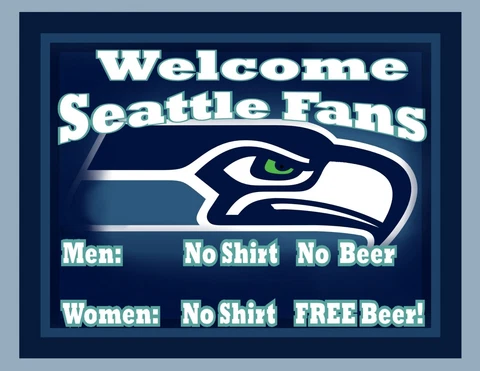 Seattle Seahawks Man Cave Beer Sign Poster NFL Football  Women No Shirt  13x19” Cover