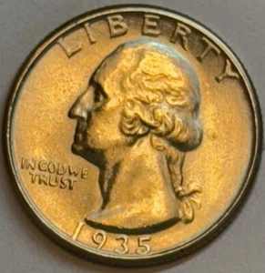 1935 Washington Quarter-Reflective LUSTER-GEM BU - Picture 1 of 2