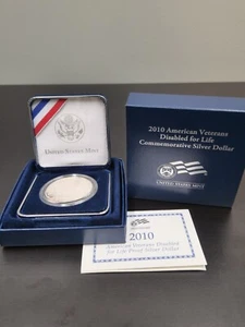 2010-W Disabled Veterans Proof Silver Dollar Commemorative OGP & COA #1376 - Picture 1 of 4