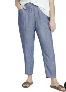 Old Navy Pants Sz 2X Blue Linen Blend Drawstring Elastic and High Waist Pockets - Picture 1 of 8