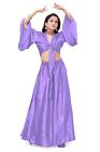 Medium Purple SatinFull Circle skirt and Ruffle Top Set belly Dance Costumes S76